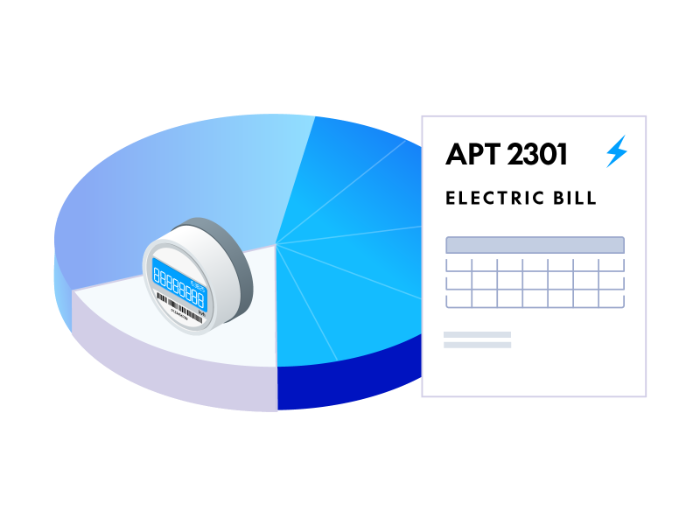 Vector pie chart with submeter graphic and electric tenant utility bill