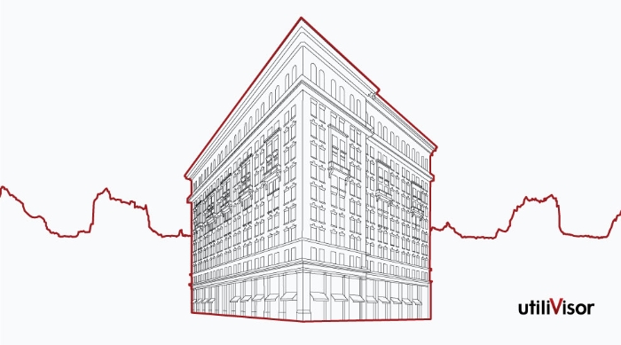 Line art vector graphic of 225 Fifth Avenue building in New York City, NY with red outline