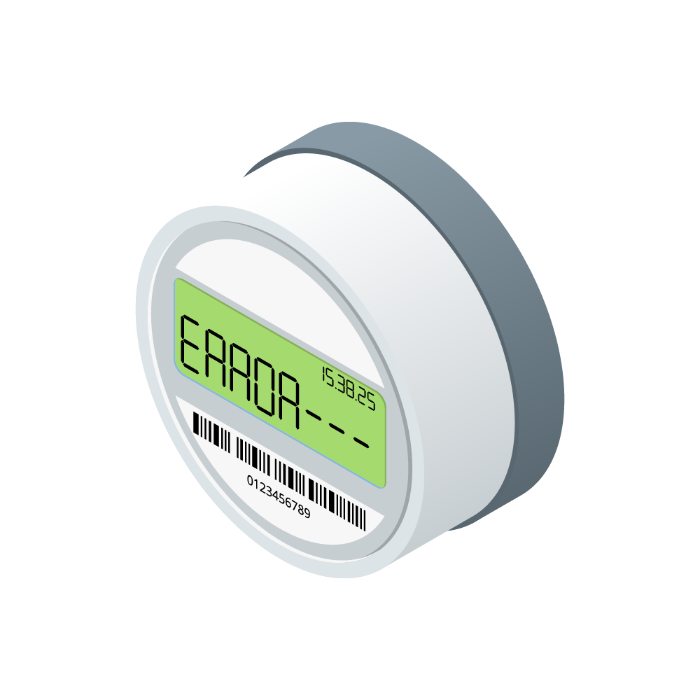 Isometric vector graphic of a meter with error message